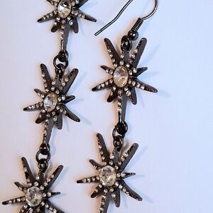 Elegant Starburst Black Earrings